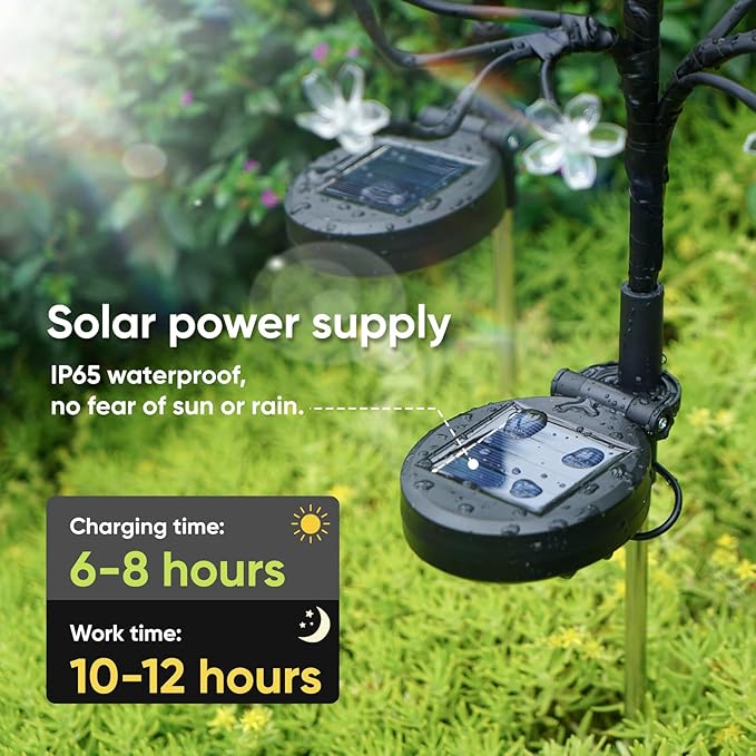Solar Garden Lights Outdoor Waterproof,Garden Decor Solar Flowers For Outside Decorative,4Pack 2Modes Solar Powered Fairy Outdoor Decorations for Yard Patio Pathway, Gardening Gifts Mothers Day