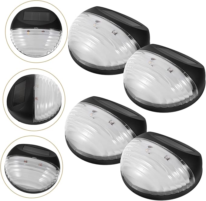 4pcs Led Solar Pathway Light Outdoor Security Lamp for Stairs Fence and Garden Easy Installation No Batteries Required
