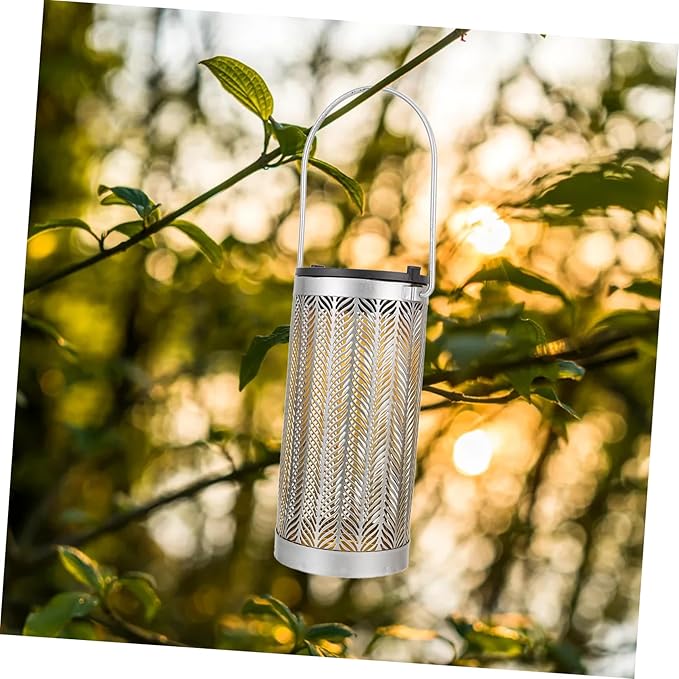 TOYANDONA Solar Lantern Outdoor Decorative Light for Garden LED Solar-Powered Hanging Landscape Projection Lamp Hollow Design for Patio and Yard