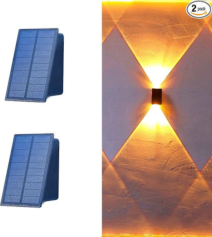ASLIDECOR Solar Wall Lights UP and Down,Warm White Fence Lighting Waterproof Deck Step Light for Arbor Patio Yard