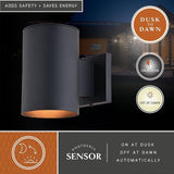 VAXCEL Chiasso 7.25 in. H 1-Light Textured Black Dusk to Dawn Sensor Outdoor Wall Sconce Rust-Resistant Aluminum | Lumora