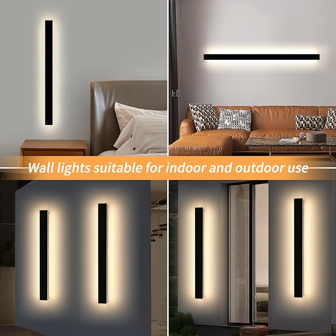 Mikeru 47.2inch Long LED Wall Light, 3000k/4500k/6000k Three Colors Switchable Modern Exterior Wall Sconces Acrylic | Lumora