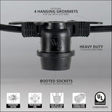 15-ft 10 Socket E26 Commercial Patio Light Stringer, Heavy Duty Weatherproof SJTW - Outdoor Security Flood Light | Lumora