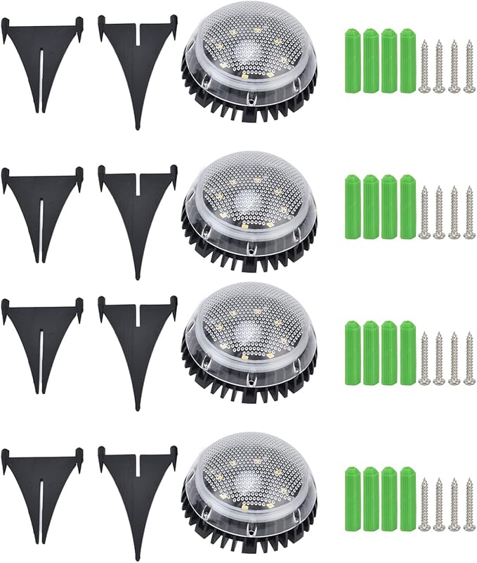 4 Pack Solar with 8 LED Outdoor Ground Lights for Pathway, Lawn & Backyard - and Solar Powered Lighting (White | Lumora