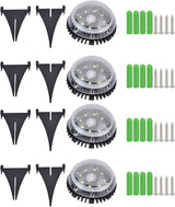 4 Pack Solar with 8 LED Outdoor Ground Lights for Pathway, Lawn & Backyard - and Solar Powered Lighting (White | Lumora