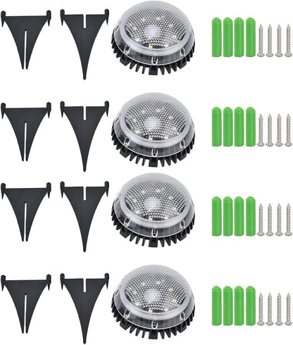 4 Pack Solar with 8 LED Outdoor Ground Lights for Pathway, Lawn & Backyard - and Solar Powered Lighting (White Light)