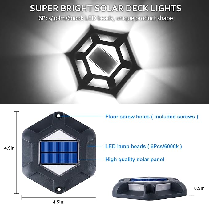Solar Dock Lights Driveway Deck Lights - 8 Packs Waterproof 1200mAh Outdoor LED Aluminum Dock Lighting Warning Step | Lumora