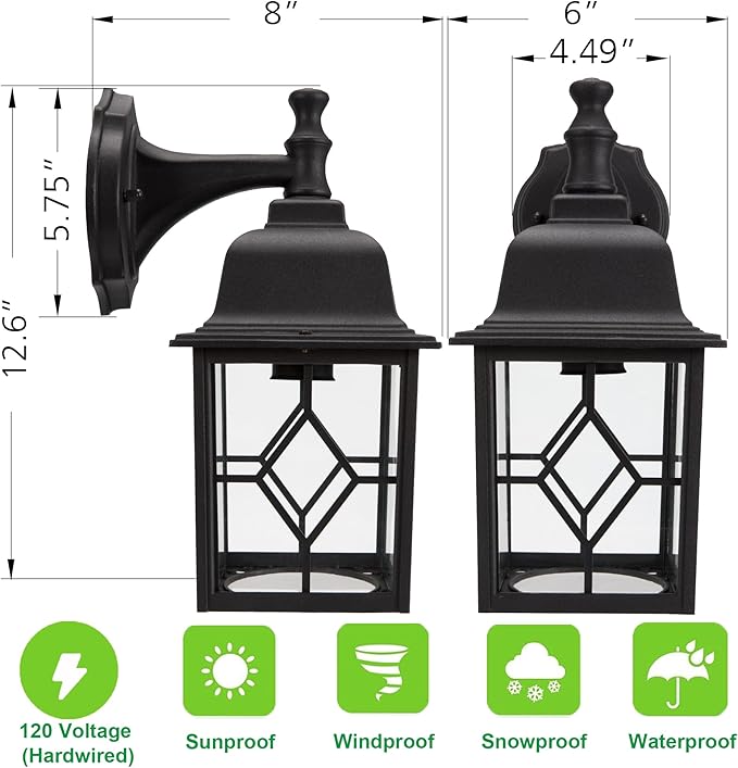 LIT-PaTH Outdoor LED Wall Lantern, Large Exterior Wall Light Fixture, 5000K Daylight White, 11W 1000 Lumen, Matte | Lumora