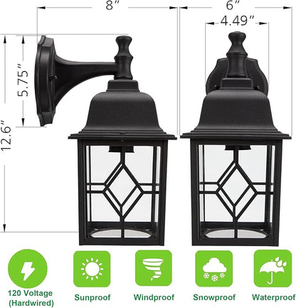 LIT-PaTH Outdoor LED Wall Lantern, Large Exterior Wall Light Fixture, 5000K Daylight White, 11W 1000 Lumen, Matte Black Anti-Rust Aluminum Porch Lighting for Outside, Patio, Garage, 1 Pack