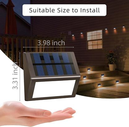 Luminara Solar Step Lights - Weatherproof Outdoor Stair Lighting, Solar-Powered Deck Lights for Patio, Garden, Pathway, Warm White Glow (8)