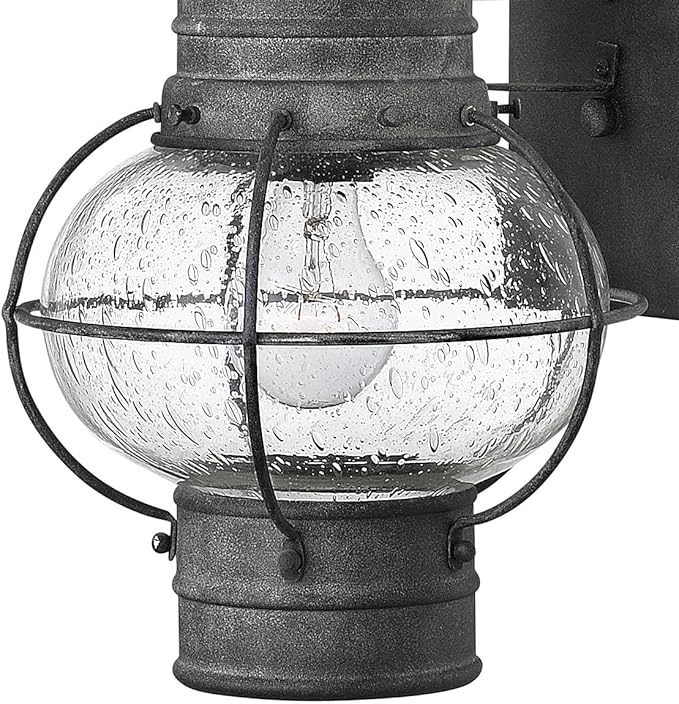 Hinkley Cape Cod 2200DZ Medium Wall Mount Onion Lantern - Clear Seedy Glass, Wet Rated - Aged Zinc