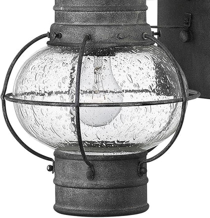 Hinkley Cape Cod 2200DZ Medium Wall Mount Onion Lantern - Clear Seedy Glass, Wet Rated - Aged Zinc