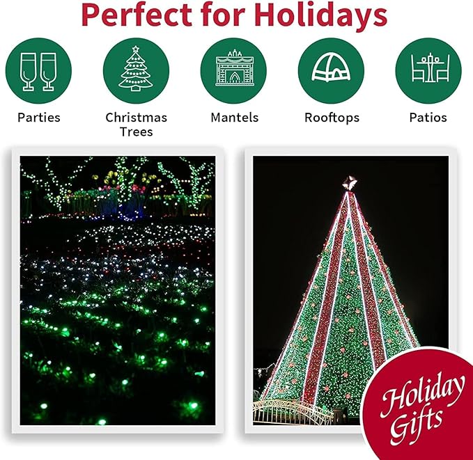 LAMPHOME St. Patrick's Day Mini String Lights,Green Christmas Lights 150Lights 31.9ft UL Certified Mini String Lights Set for Outdoor Christmas Tree Garden Party Patio Garland Decor