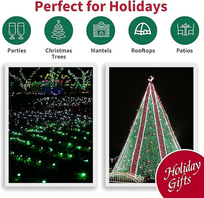 LAMPHOME St. Patrick's Day Mini String Lights,Green Christmas Lights 150Lights 31.9ft UL Certified Mini String Lights Set for Outdoor Christmas Tree Garden Party Patio Garland Decor