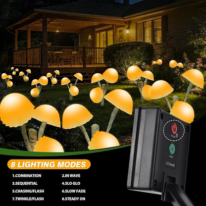 6PACKS Brightness Cute Mushrooms for Garden Decor - 18LED Solar Mushroom Path Lights Outdoor Waterproof,Longevity 8 Lighting Modes,Housewarming Gifts for Home/Yard/Fence/Birthday Party Decor