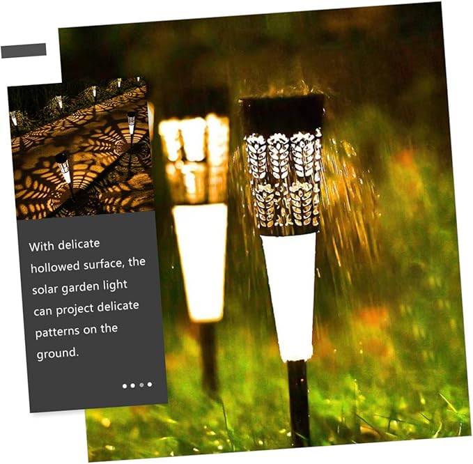 Totority 6pcs Solar Garden Stake Light Solar Outdoor Decorative Lights Warm Glow for Pathway Lawn and Courtyard Easy Installation Unique Hollow Design for Beautiful Ground Patterns