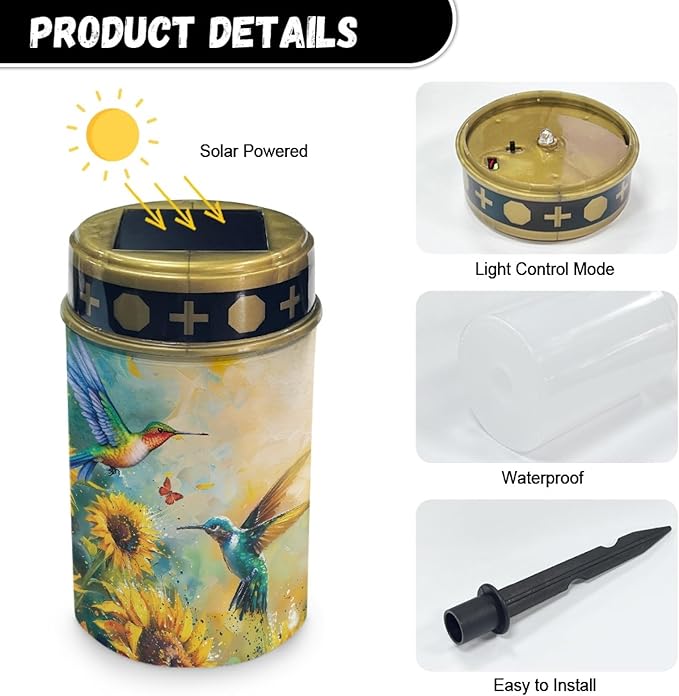 Solar Lights Outdoor Garden Stake Lights LED Solar Lantern Sunflower Hummingbirds Landscape Decoration Lighting for | Lumora