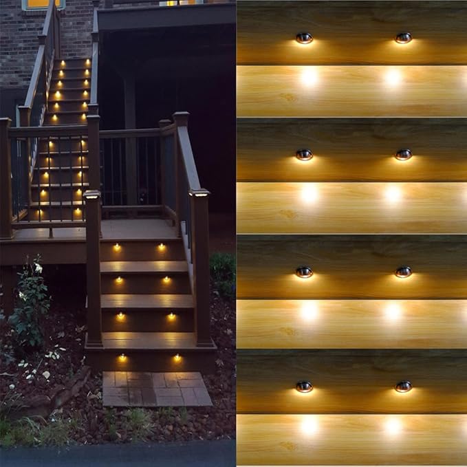 FVTLED Pack of 6 Low Voltage LED Stair Deck Lights kit Φ1.38 Outdoor Garden Yard Decoration Lamp Recessed Landscape Pathway Step Warm White LED Lighting, Red Bronze