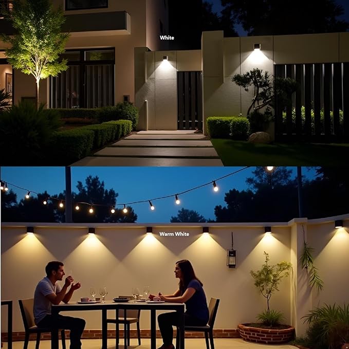 ASLIDECOR Solar Fence Lights with 2 Modes Warm White/Cold White,2 Pack Solar Wall Lamps Outdoor Waterproof Led for | Lumora