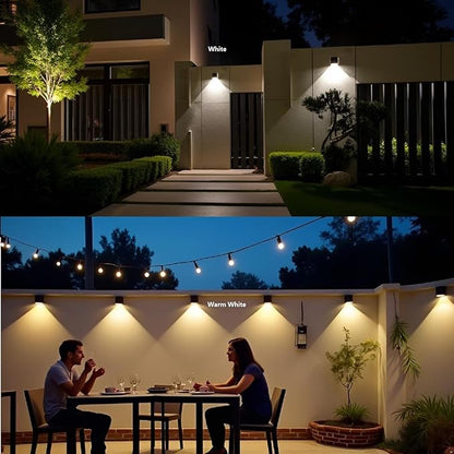 ASLIDECOR Solar Fence Lights with 2 Modes Warm White/Cold White,2 Pack Solar Wall Lamps Outdoor Waterproof Led for Deck, Step, Yard, Garden