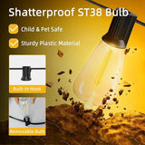 50FT Outdoor String Led Patio Lights 15M Outside Waterproof Light with ST38 Shatterproof Bulb Connectable Hanging | Lumora
