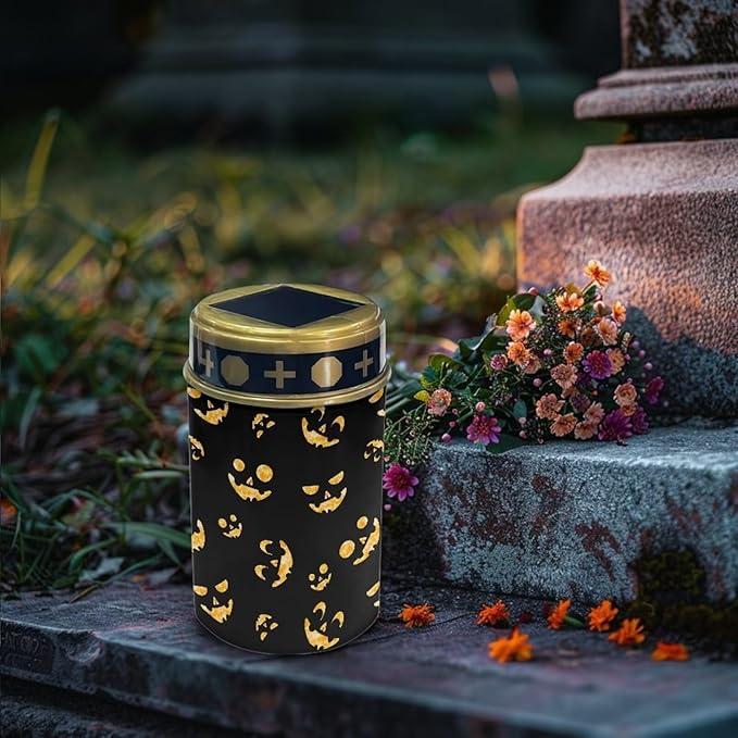 Ghost Faces Solar Lights for Cemetery Grave Solar Lights for Cemetery Memorial Stake Solar Lights Waterproof Outdoor Garden Stake