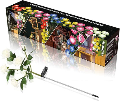 TYNLED Outdoor Solar Garden Stake Lights,Upgraded LED Solar Powered Light with 6 Rose Flowers, Waterproof Solar Decorative Lights for Patio Pathway Courtyard Garden Lawn