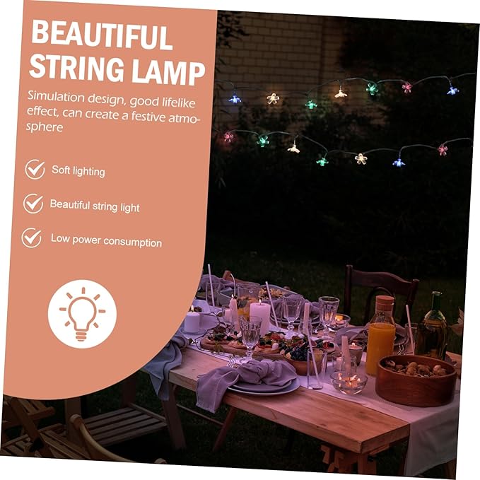 Solar Powered Cherry Blossom String Lights Outdoor LED Flower-Shaped Patio String Lamp with Lighting Modes for Garden Wedding Festival Decoration