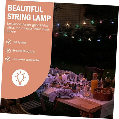 Solar Powered Cherry Blossom String Lights Outdoor LED Flower-Shaped Patio String Lamp with Lighting Modes for Garden Wedding Festival Decoration