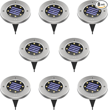 Solar Ground Lights, Solar Light Outdoor,IP68 Waterproof Solar Powered Landscape Lights,Bright in-Ground Light for Gardens, Patio, Pathway,Walkway,Driveway,Porche, Lawn, Deck,8 Pack