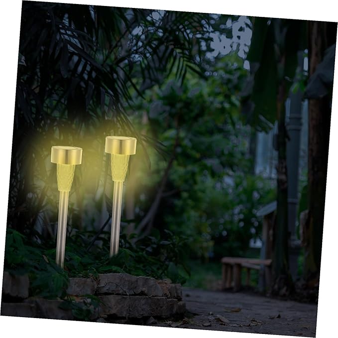 BESPORTBLE 12pcs Solar Powered Outdoor Pathway Lights Stainless Steel Warm Landscape Lighting Kit for Garden Patio Walkway