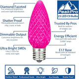 Novelty Lights 25PK C9 LED Faceted Ultra Bright Dimmable Outdoor Christmas Light Replacement Bulbs, String Lights | Lumora