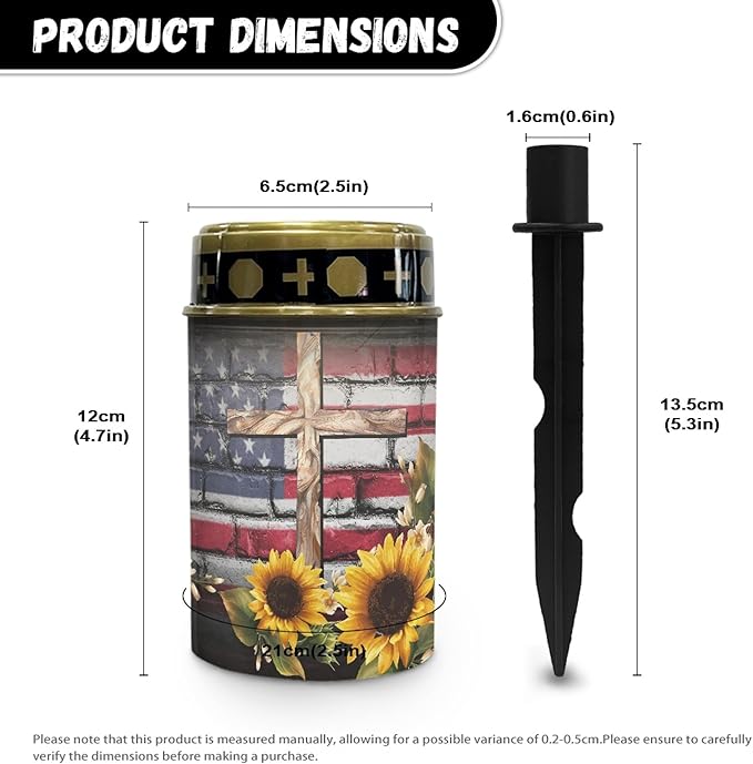 US Flag-Cross-Sunflower Solar Garden Lights Outdoor LED Lantern Pathway Stake Lights Solar Waterproof Solar-Powered Fairy Lights for Outside Landscape Lighting,Wall Light Auto On/Off
