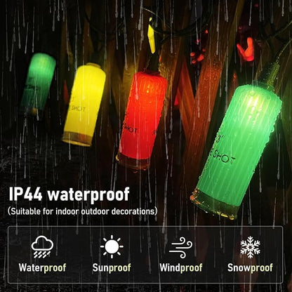 Multicolor Shotgun Shell String Lights Plug in, 8.5Ft Outdoor Christmas Decorations Lights with 10 LED 3D Bullets Lights, Hanging Novelty Bullets Shell Light for Outdoor Patio Garden Backyard Party