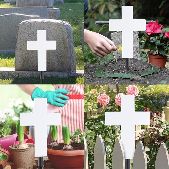 Xiaokeis Solar Lighted Path Light, White, Cemetery Decoration, Garden, Outdoor, Plastic, Faith-Love, Warm White, Cross, 25 x 8 x 57cm/9.84 x 3.15 x 22.44inch