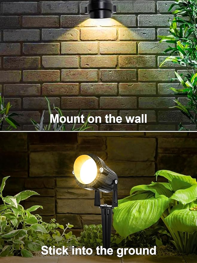 Christmas RGBW Outdoor Spotlights for Yard, 10W Color Changing Landscape Lights with Remote Control 120V LED Landscape Lighting Waterproof Spotlight with Plug Tree Garden Path Decoration(2Pack)