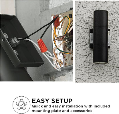 Home Zone Security LED Modern Wall & Porch Sconce Light (2-Set, Black)