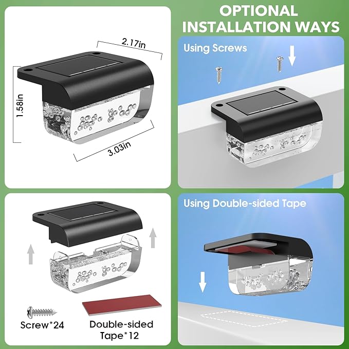 Solar Deck Lights 16 Pack, Solar Lights Outdoor Waterproof for Outside, Stairs, Step, Fence, Yard, Garden, Patio | Lumora