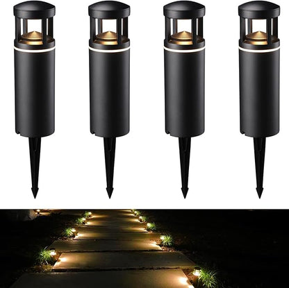 LEONLITE Low Voltage Pathway Lights, 5W 12V AC/DC Path Lighting, Unique Light Pattern, Aluminum Housing, IP65 Waterproof for Outdoor Path Sidewalk Walkway, 3000K Warm White, Pack of 4