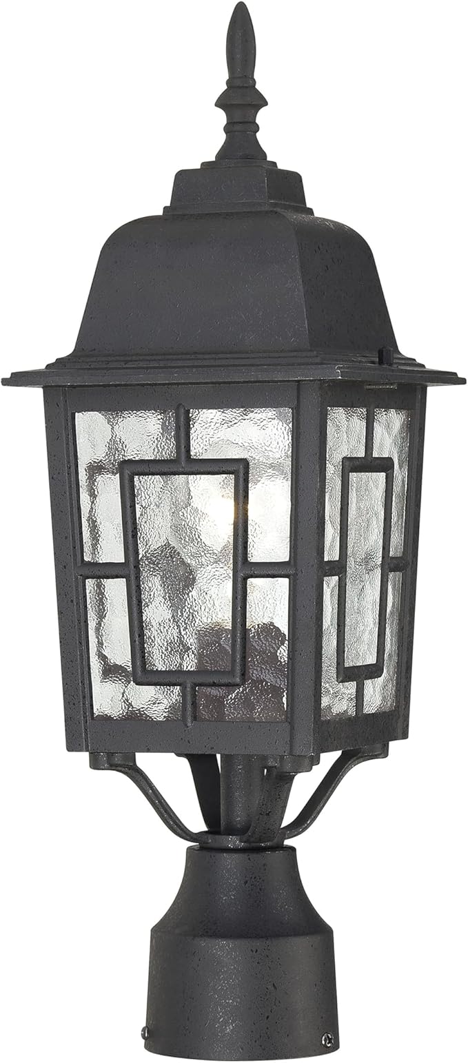 NUVO Lighting 60/4929 Banyan Outdoor Post Lantern Light Fixture with Clear Water Glass, Textured Black | Lumora