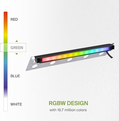 ASD LED 12 Inch Retaining Wall Light Fixture, Hardscape Paver Lighting | RGBW, App & Voice Control, Waterproof, ETL Listed | 5W 160LM RGB-2700K-6500K 12V | Landscape Step Illumination | Black, 8 Pack