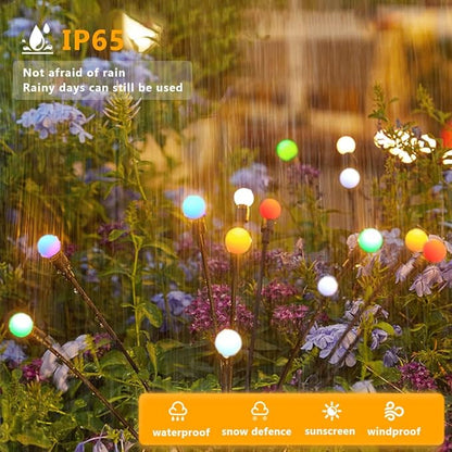 4 Pack Solar Firefly Garden Lights - Upgraded 10 LED, Swaying, Pathway & Yard Decorations (4 Pack Colored Firefly Lamp)