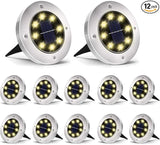 Aogist Solar Ground Lights - 12 Pack, 8 LED, Waterproof Outdoor Disk Lights for Pathway, Yard, Walkway, Patio, Lawn | Lumora