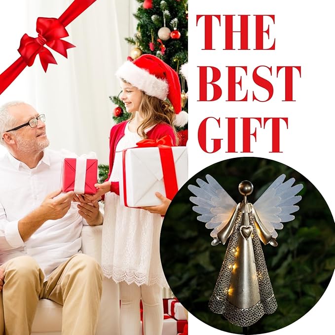 Solar Angel Garden Lights, Outdoor LED Metal Decor, Waterproof Pathway, Lawn Lighting, Unique Gift for Women, Mom, Friends(Heart Necklace)