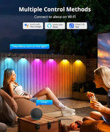 Outdoor Deck Lights 8 Packs, Smart RGBCW Fence Light, 100+ Scene Modes, Dual Lens LED String Lights with | Lumora