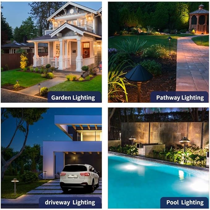 Gardenreet Brass Landscape Lighting Kit (4 Pack LED Path Lights) with 75W Low Voltage Transformer and 100 Feet | Lumora