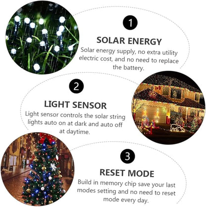 Lurrose 2sets Led Bead Solar String Lights Outdoor Garden Decor for Trees Christmas Wedding