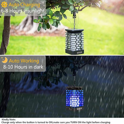 EOYIZW Solar Lights Outdoor, 99 LEDs Flickering Flame Lantern for Garden Decor- 2 Pack Waterproof Solar Garden Lights for Patio Yard Porch Lawn Decorations Blue