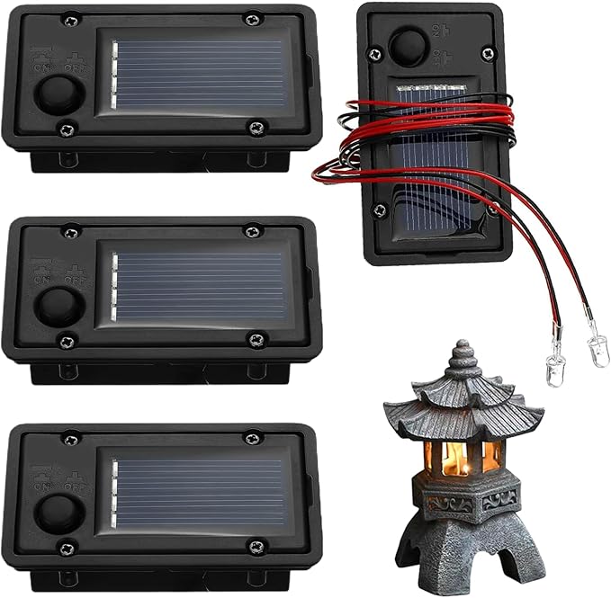 Solar Light Replacement, 4pcs 4x7cm Rectangle Replacement Solar Light Tops with LED Lights, Waterproof Replacement Solar Light Parts for Solar Lantern (Warm Light)