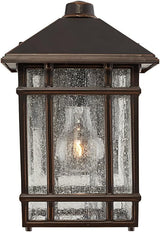 Kathy Ireland Sierra Craftsman Art Deco Outdoor Wall Light Fixture Rubbed Bronze Brown Steel 11" Frosted Seeded | Lumora